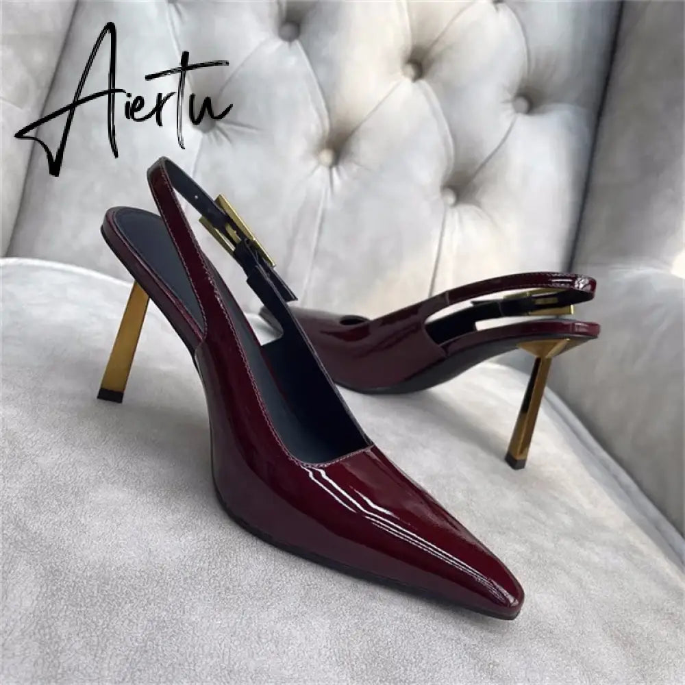 Pointed Thin Heel Sexy Fashion Show High Heel Sandals  New One Line Buckle Strap European American Size 34-43 Women's Shoes Aiertu