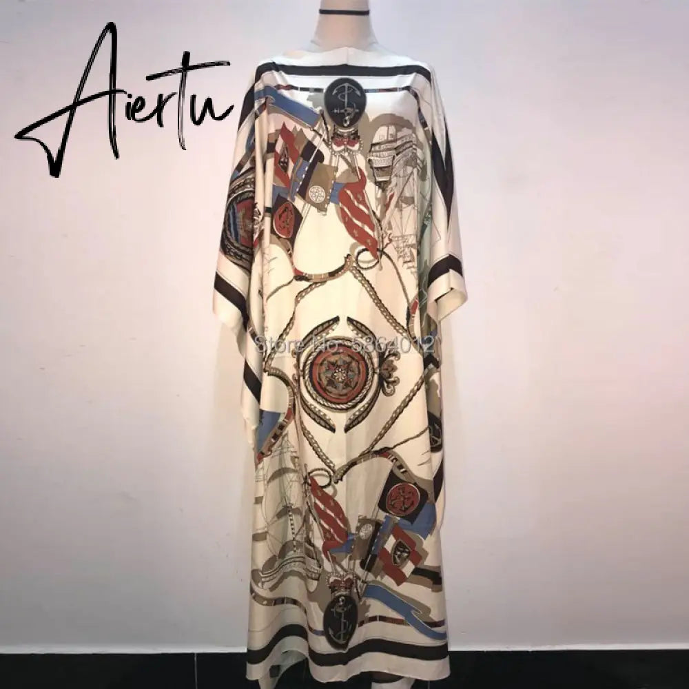 Printed  Dresses For Women  Fashion Design Loose Dress Batwing Maxi Long Femme Vestidos Summer Autumn Party Elegant Dress Aiertu