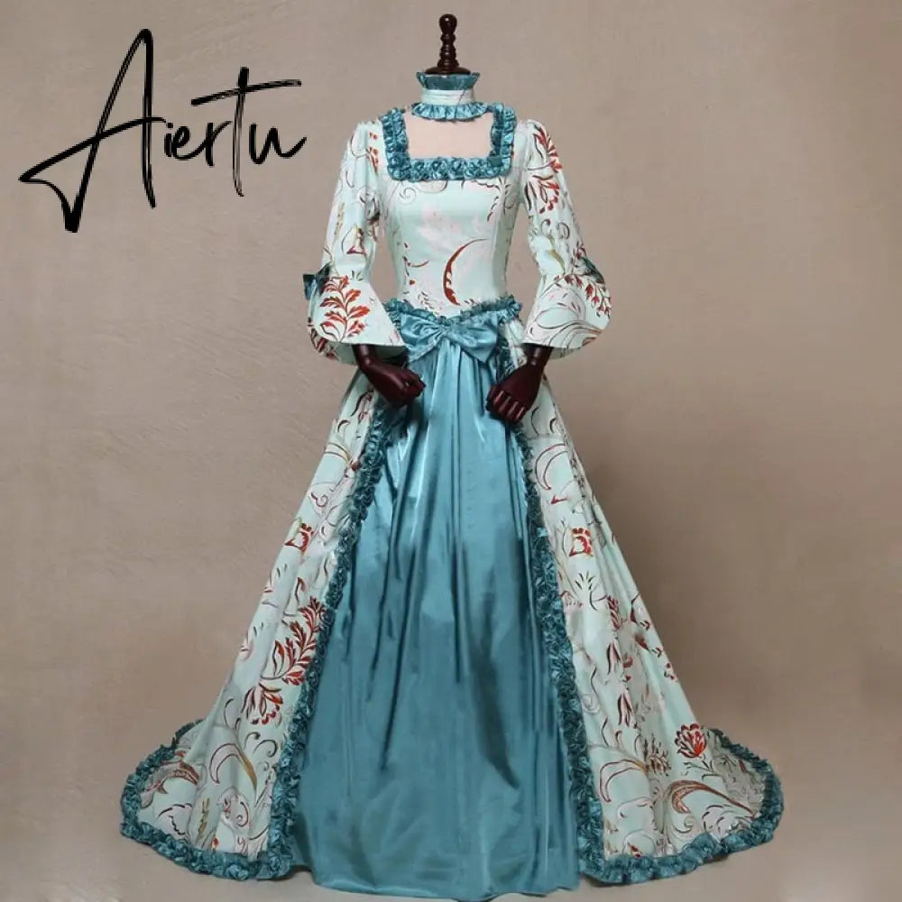 Renaissance Victorian Royal Queen Women Costume Halloween Outfit Carnival Medieval Gown Robe Train Dress For Adult Plus Size Aiertu