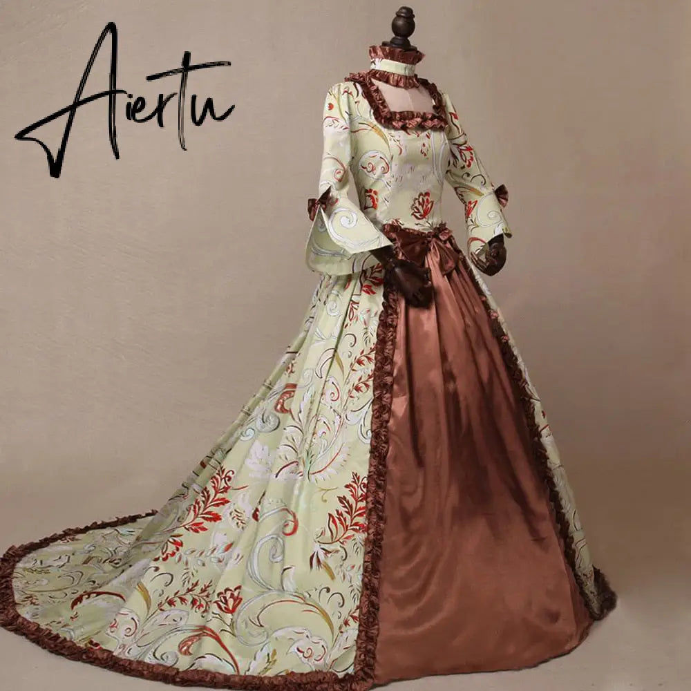 Renaissance Victorian Royal Queen Women Costume Halloween Outfit Carnival Medieval Gown Robe Train Dress For Adult Plus Size Aiertu