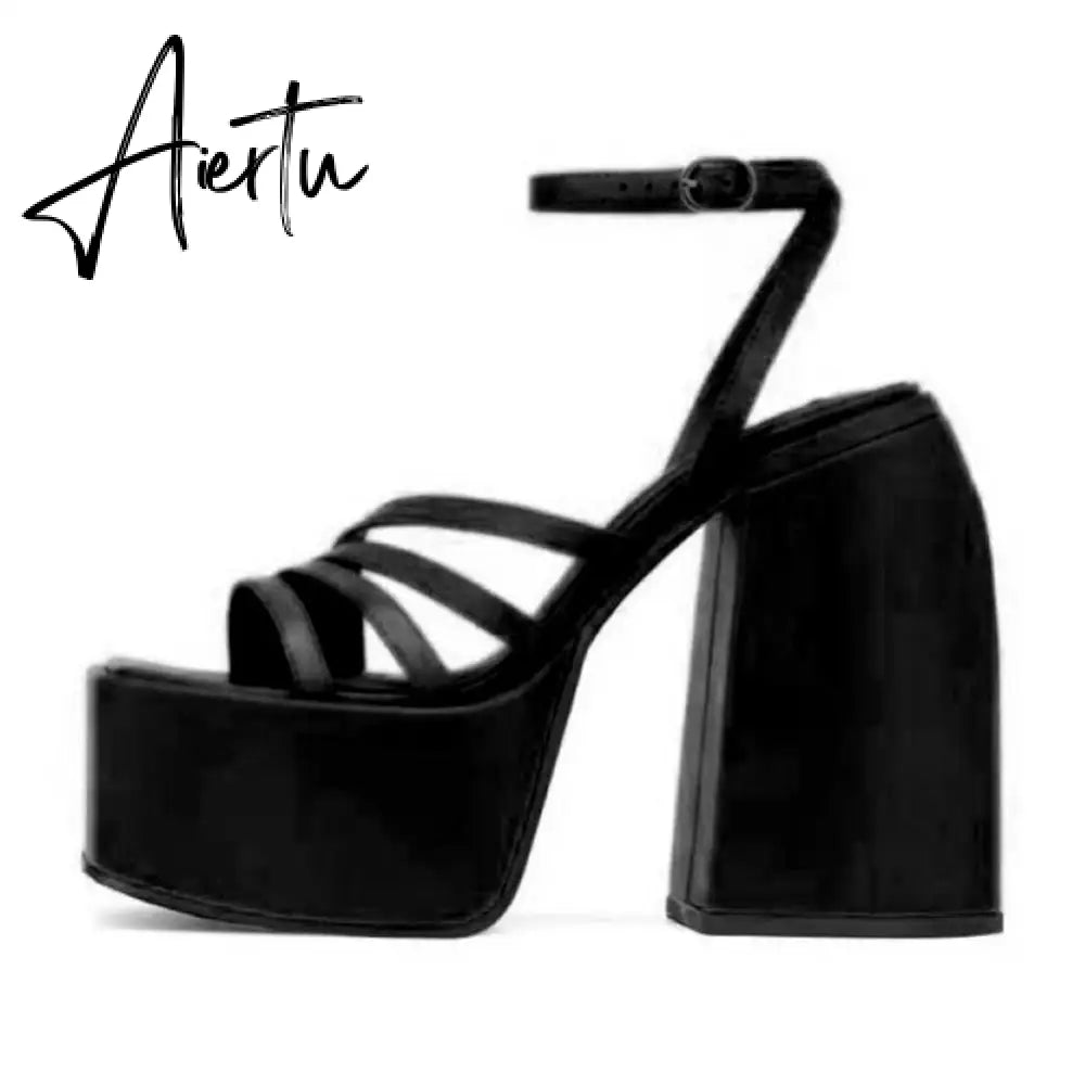 RIBETRINI Sexy Platform Open Toe Thick High Heels women's Sandals Banquet Fashion Elegant Brand Luxury women's Shoes Size 43 Aiertu
