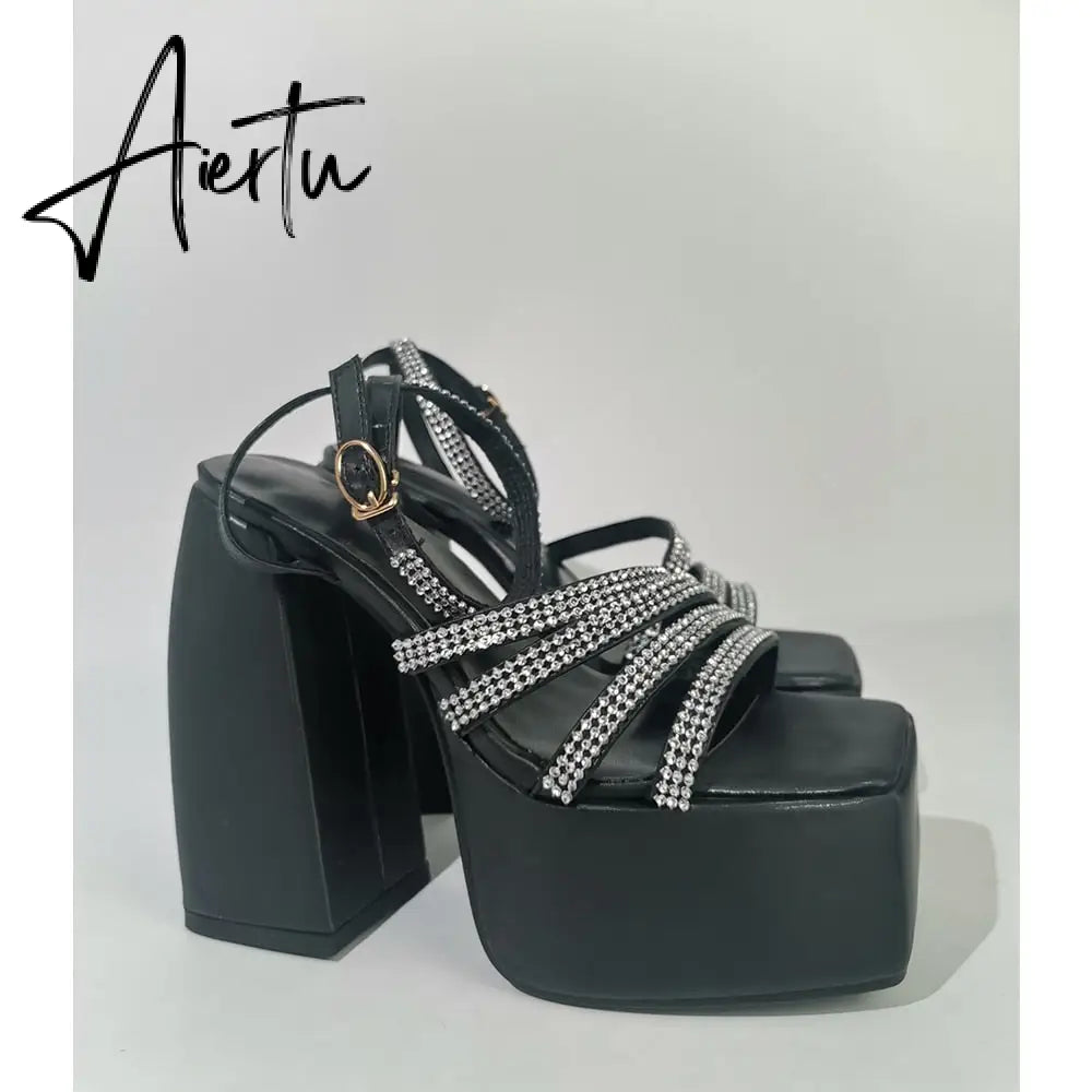 RIBETRINI Sexy Platform Open Toe Thick High Heels women's Sandals Banquet Fashion Elegant Brand Luxury women's Shoes Size 43 Aiertu