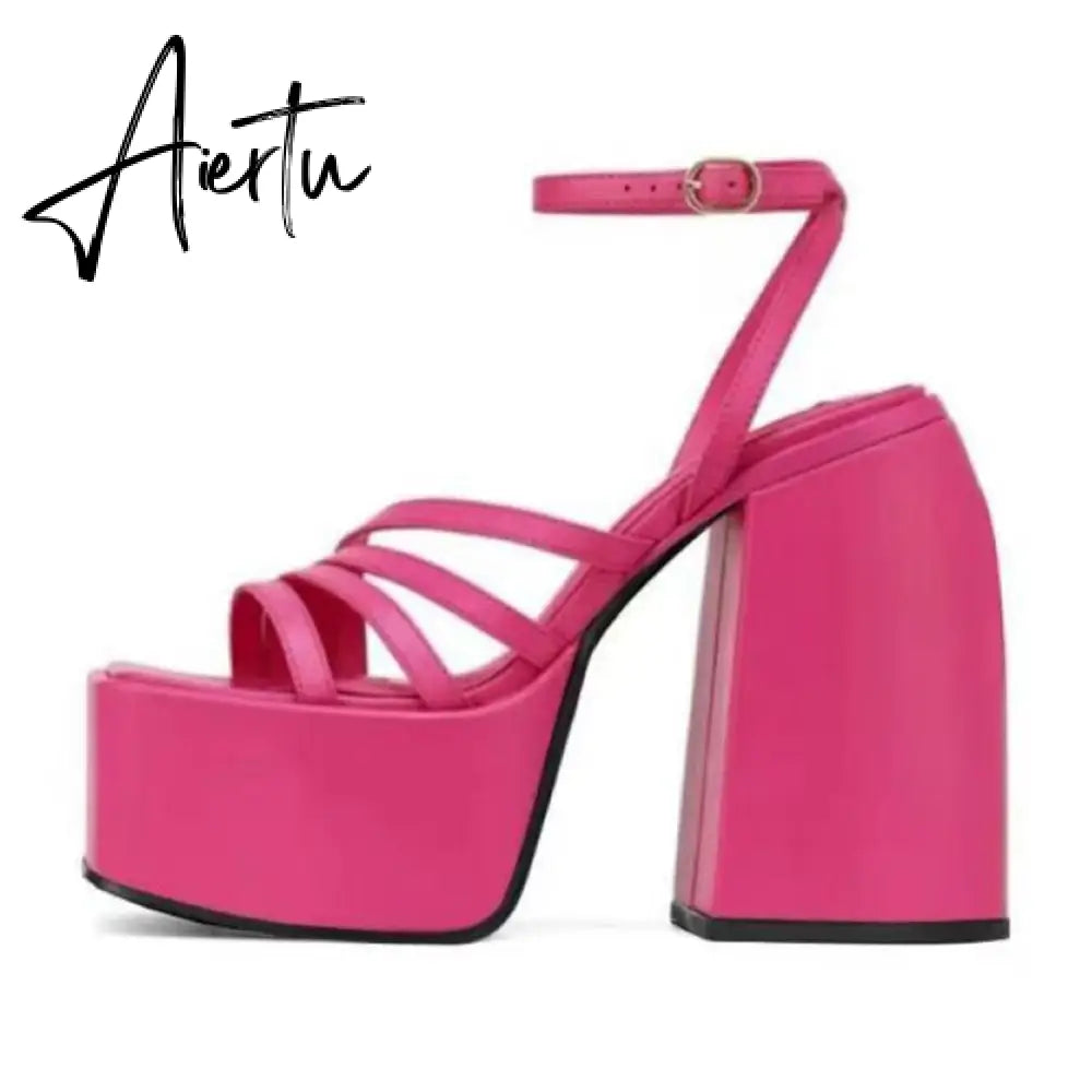RIBETRINI Sexy Platform Open Toe Thick High Heels women's Sandals Banquet Fashion Elegant Brand Luxury women's Shoes Size 43 Aiertu
