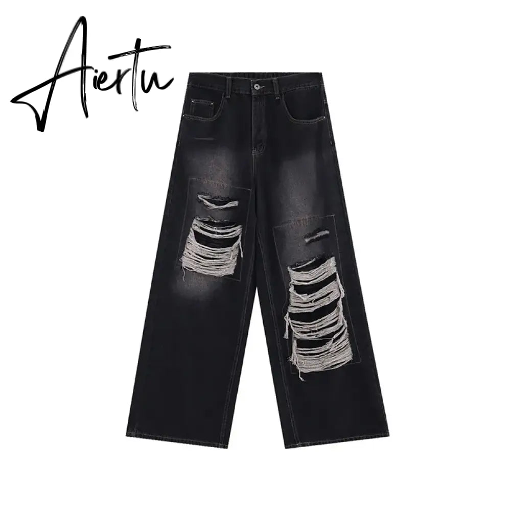 Ripped Baggy Jeans For Women Summer streetwear Fashion High Waist Boyfriend Jeans For Women Gothic Denim Pants Woman Aiertu