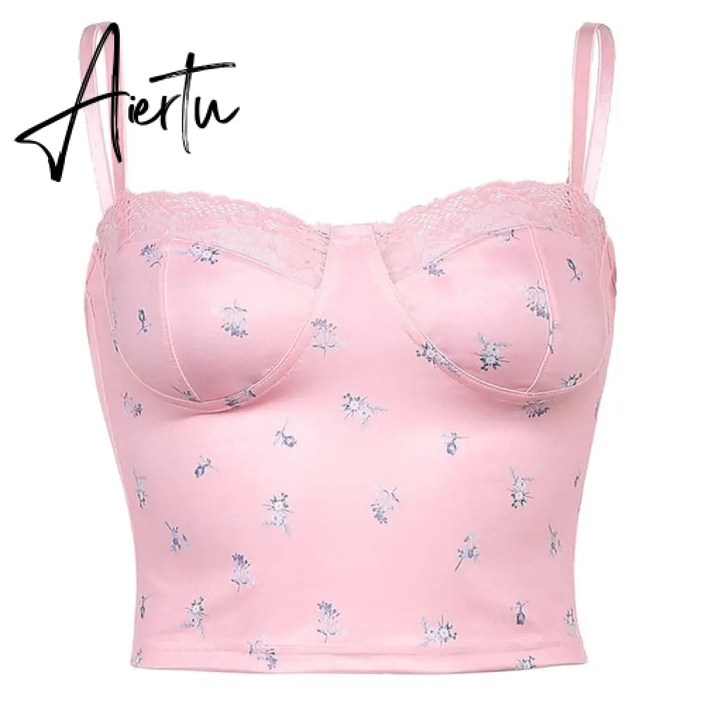 Rockmore Lace Aesthetic Crop Tops Women V Neck Sleeveless Tank Top Tee Cute Clothes Academia Vintage E Girl Camisole Streetwear Aiertu