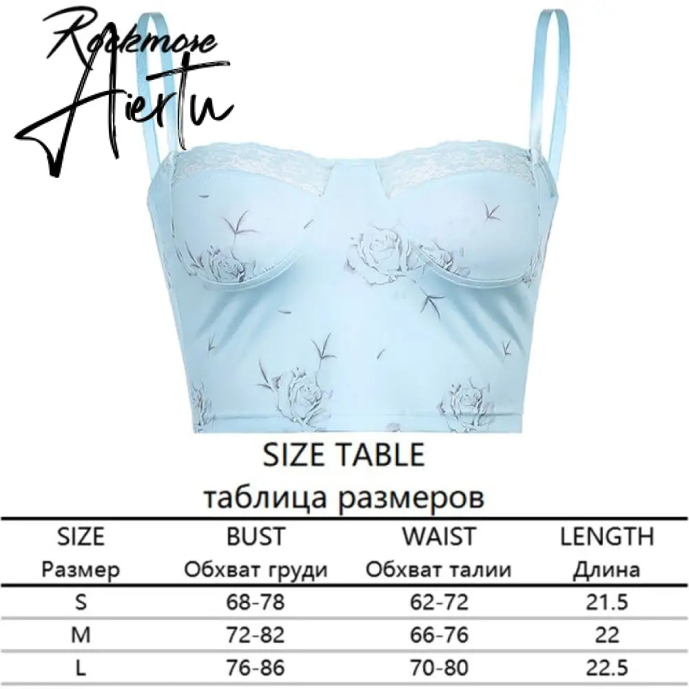 Rockmore Lace Aesthetic Crop Tops Women V Neck Sleeveless Tank Top Tee Cute Clothes Academia Vintage E Girl Camisole Streetwear Aiertu