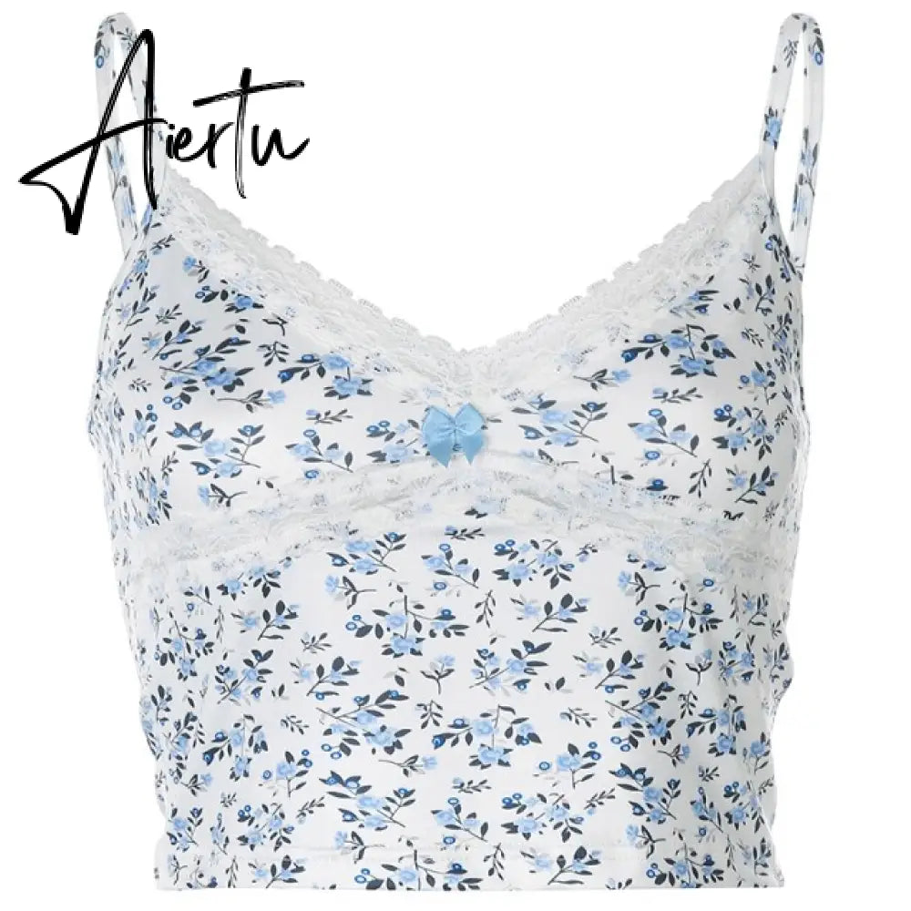 Rockmore Lace Aesthetic Crop Tops Women V Neck Sleeveless Tank Top Tee Cute Clothes Academia Vintage E Girl Camisole Streetwear Aiertu