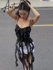 Ruffle Fringed Suspender Vest Women Sexy Off Shouder Backless Tank Tops  Spring Summer Female Camisole Aiertu