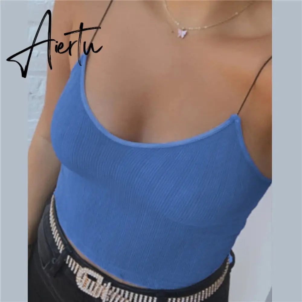 Satin Women Thin Wild Solid Camis Vest Women Tank Tops Female Backless Spaghetti Strap Basic Tops Slim Sleeveless Camisole Aiertu