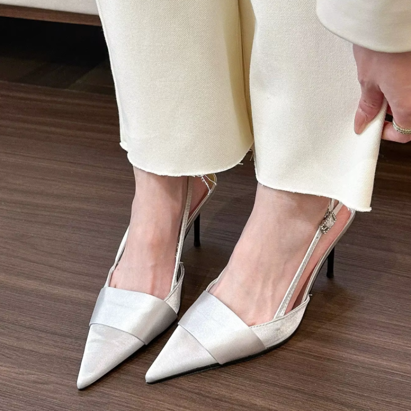 Aiertu Spring Slingback Sandals Low Heel Pumps Shoes Women Elegant Kitten Heel Mules Pointed Toe Wedding Party Shoes zapatos mujer Aiertu