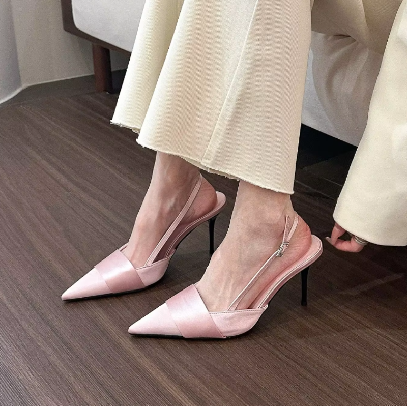 Aiertu Spring Slingback Sandals Low Heel Pumps Shoes Women Elegant Kitten Heel Mules Pointed Toe Wedding Party Shoes zapatos mujer Aiertu