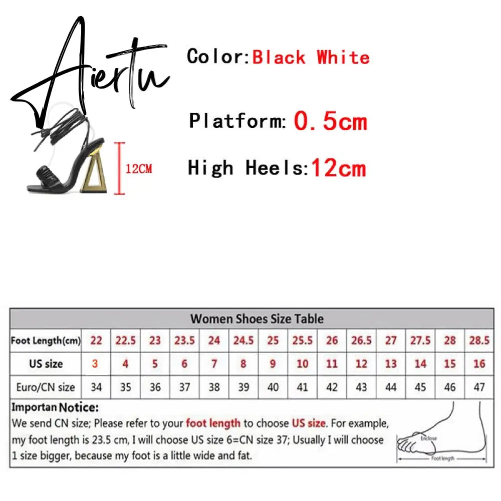 Sexy Cross Ankle Strap Women's Fretwork Heels Sandals Summer Fashion White Pleated Leather Square Toe Party Stripper Shoes Aiertu