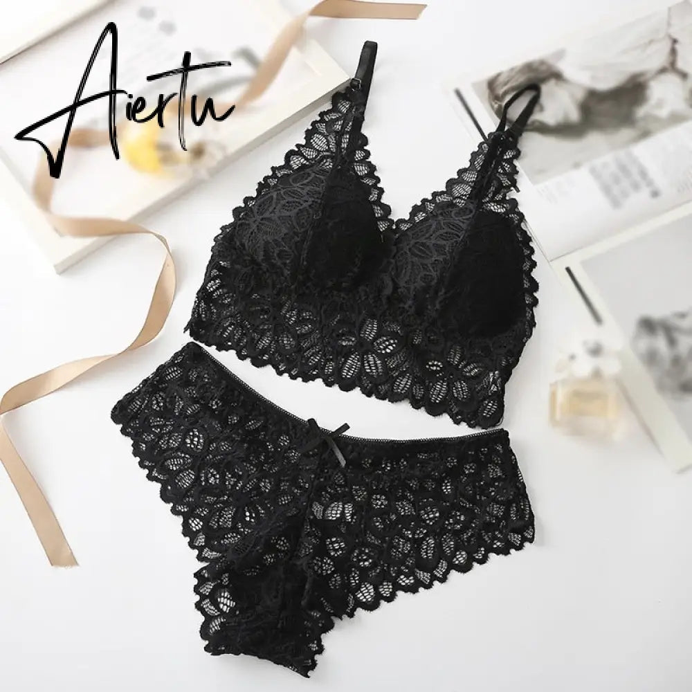 Sexy Lace Underwear French Bra Set Comfortable Women Bras Lingeries Ladies Underwear Suit Aiertu