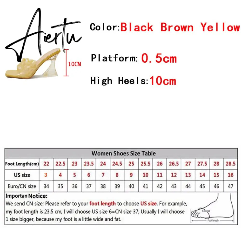 Sexy Leopard Grain PVC Transparent Slippers Women Slides Mules Gladiator Jelly Sandals Summer Open Toe Clear High Heels Shoes Aiertu