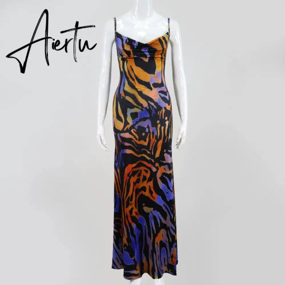 Sexy Off Shoulder Print Summer Long Dress Women Backless Bandage Beach Dresses Female Casual Party Boho Vestidos Aiertu