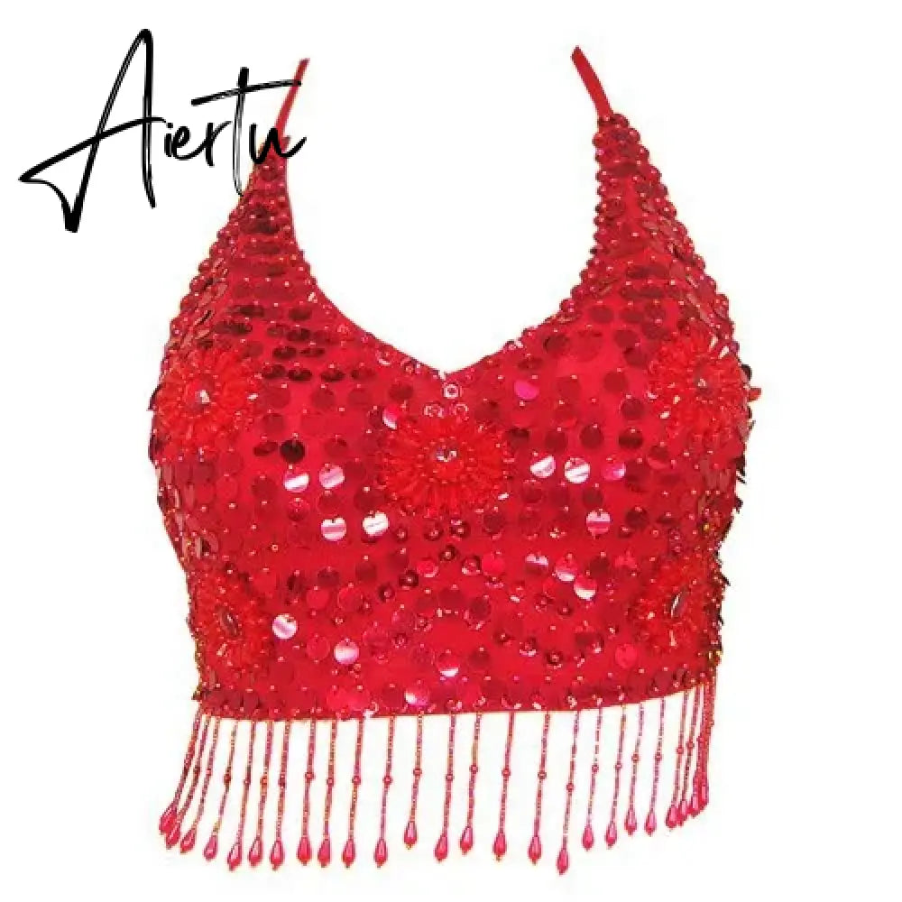 Sexy Women Belly Dancing New Tassels Bra Belly Dance Suit Hit Colors Stage Show Clothing Aiertu