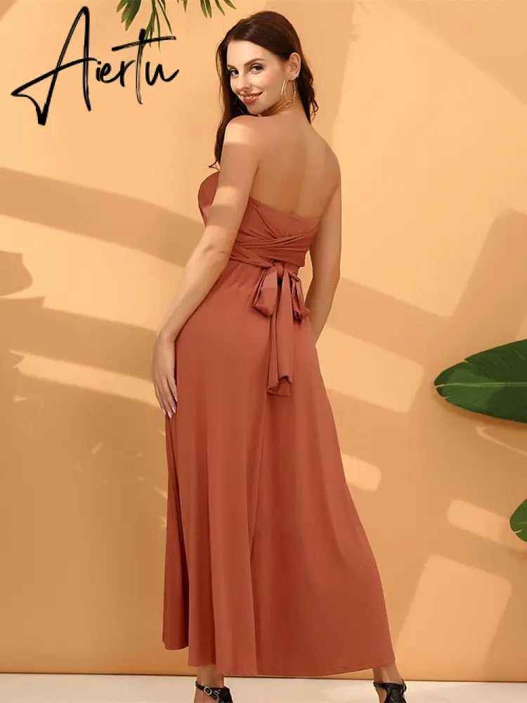 Sexy Women Boho Maxi Club Dress Red Bandage Long Dress Party Multiway Bridesmaids Convertible Infinity Robe Longue Femme Aiertu
