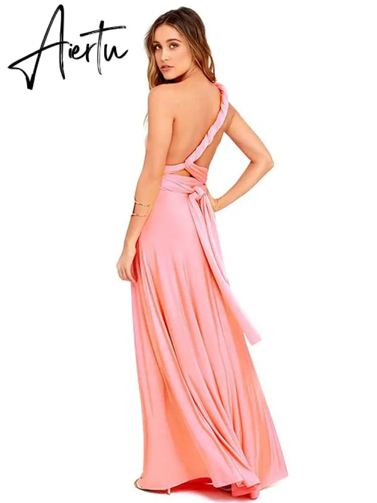 Sexy Women Boho Maxi Club Dress Red Bandage Long Dress Party Multiway Bridesmaids Convertible Infinity Robe Longue Femme Aiertu