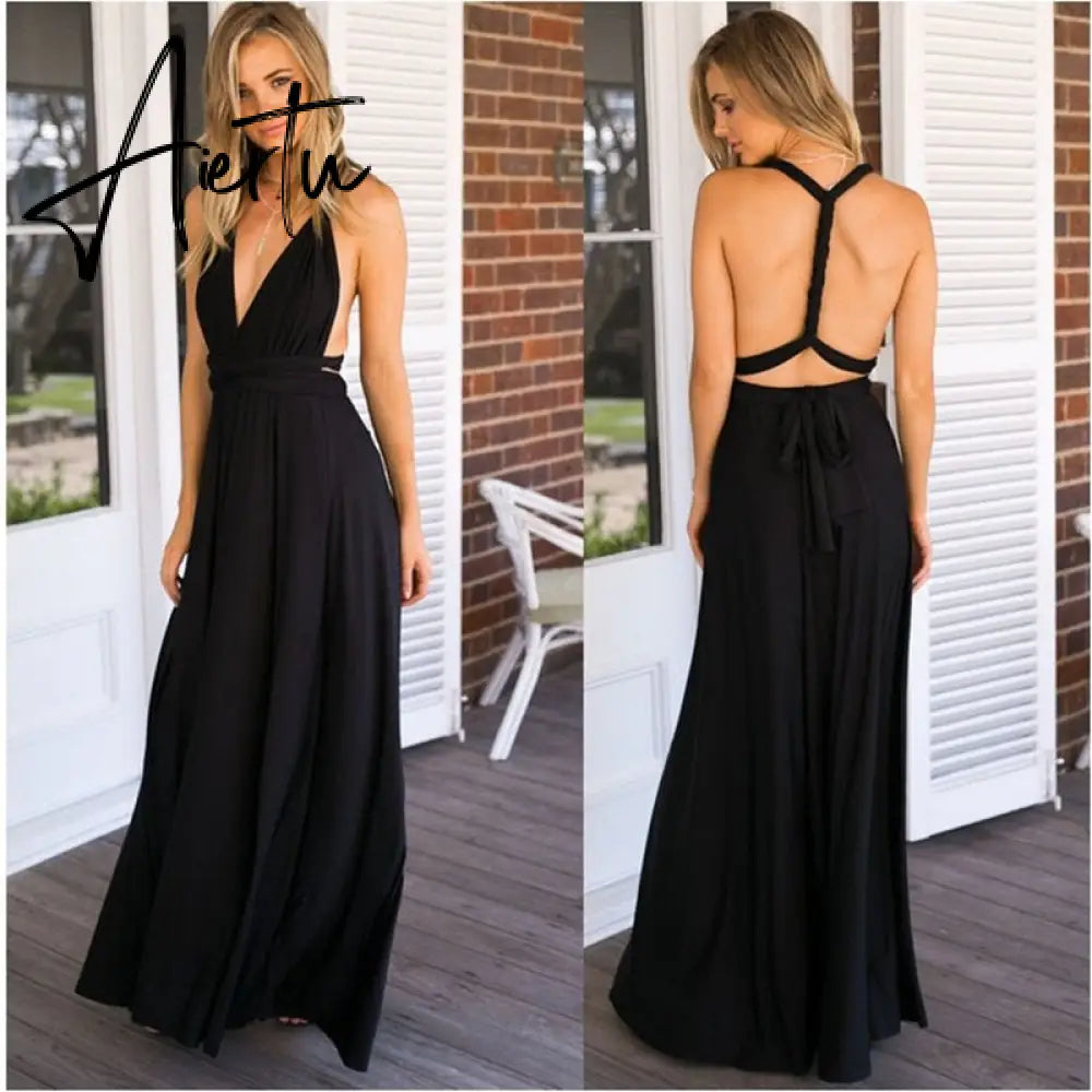 Sexy Women Boho Maxi Club Dress Red Bandage Long Dress Party Multiway Bridesmaids Convertible Infinity Robe Longue Femme Aiertu