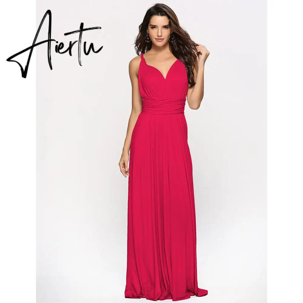 Sexy Women Boho Maxi Club Dress Red Bandage Long Dress Party Multiway Bridesmaids Convertible Infinity Robe Longue Femme Aiertu
