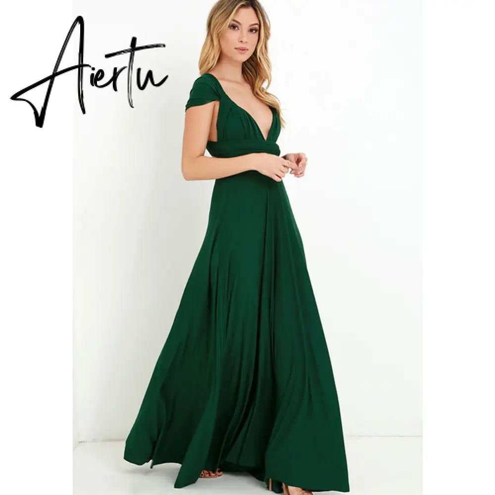 Sexy Women Boho Maxi Club Dress Red Bandage Long Dress Party Multiway Bridesmaids Convertible Infinity Robe Longue Femme Aiertu