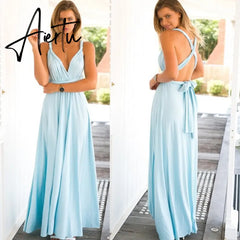 Sexy Women Boho Maxi Club Dress Red Bandage Long Dress Party Multiway Bridesmaids Convertible Infinity Robe Longue Femme Aiertu