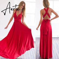 Sexy Women Boho Maxi Club Dress Red Bandage Long Dress Party Multiway Bridesmaids Convertible Infinity Robe Longue Femme Aiertu