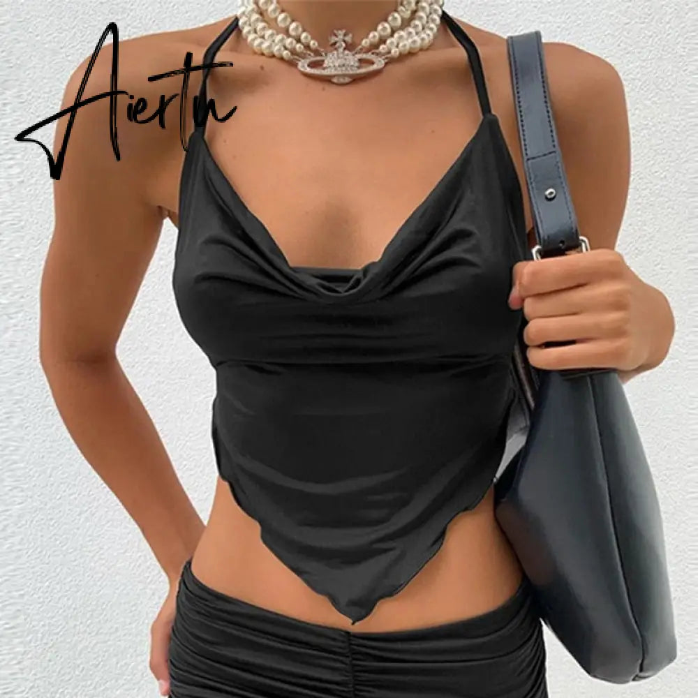 Sexy Women Tee Shirt Harajuku Open Back Cross Bandage T-shirt Short Sleeve Crop Top Summer Hollow Cropped Clothes Vintage Tshirt Aiertu