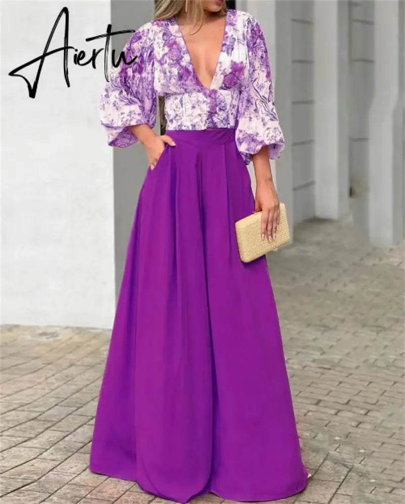 Shirt Long Pants Suits 2 Piece Set Women Long Sleeve Shirt Wide Leg Pants Casual White Spring Summer Outfits  New Aiertu