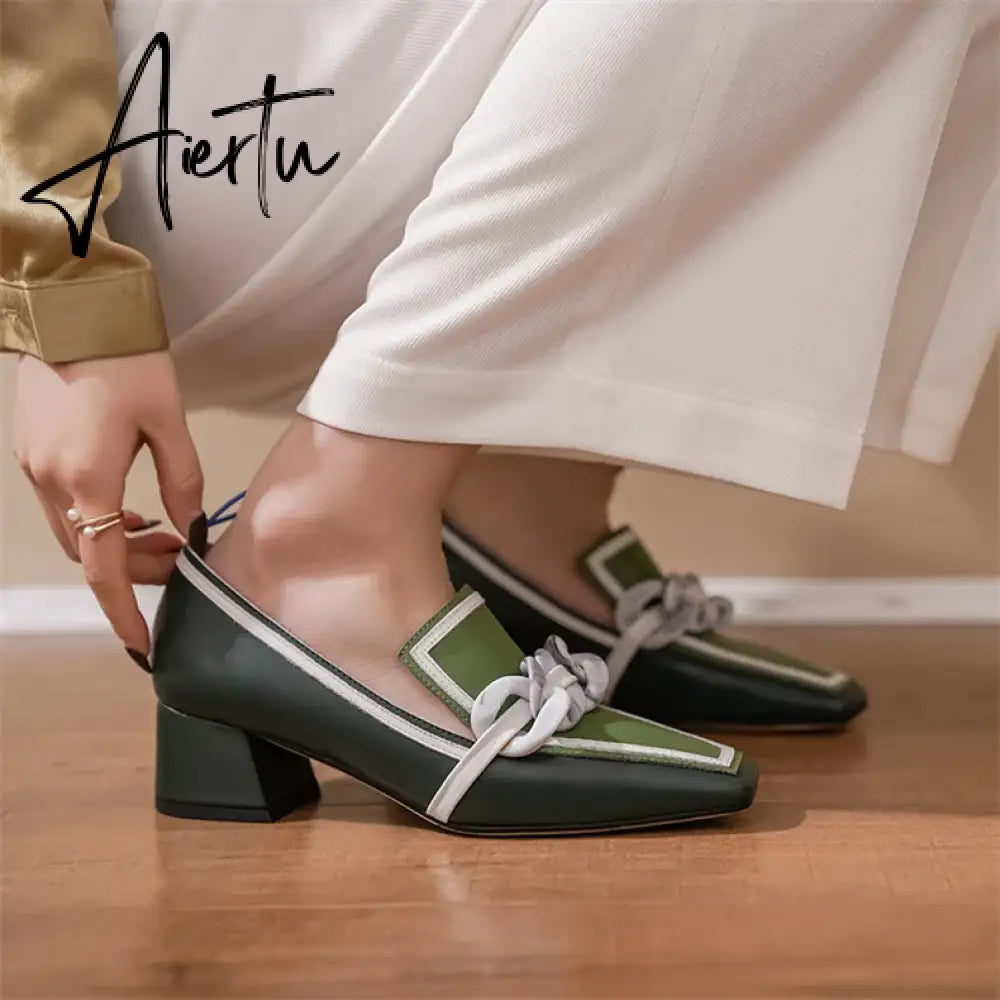 Shoes for Women Heels Slip-On Ladies Pumps Vintage High Heel Shoes Plus Size Zapatos De Mujer Tendencia  Chaussure Femme Aiertu