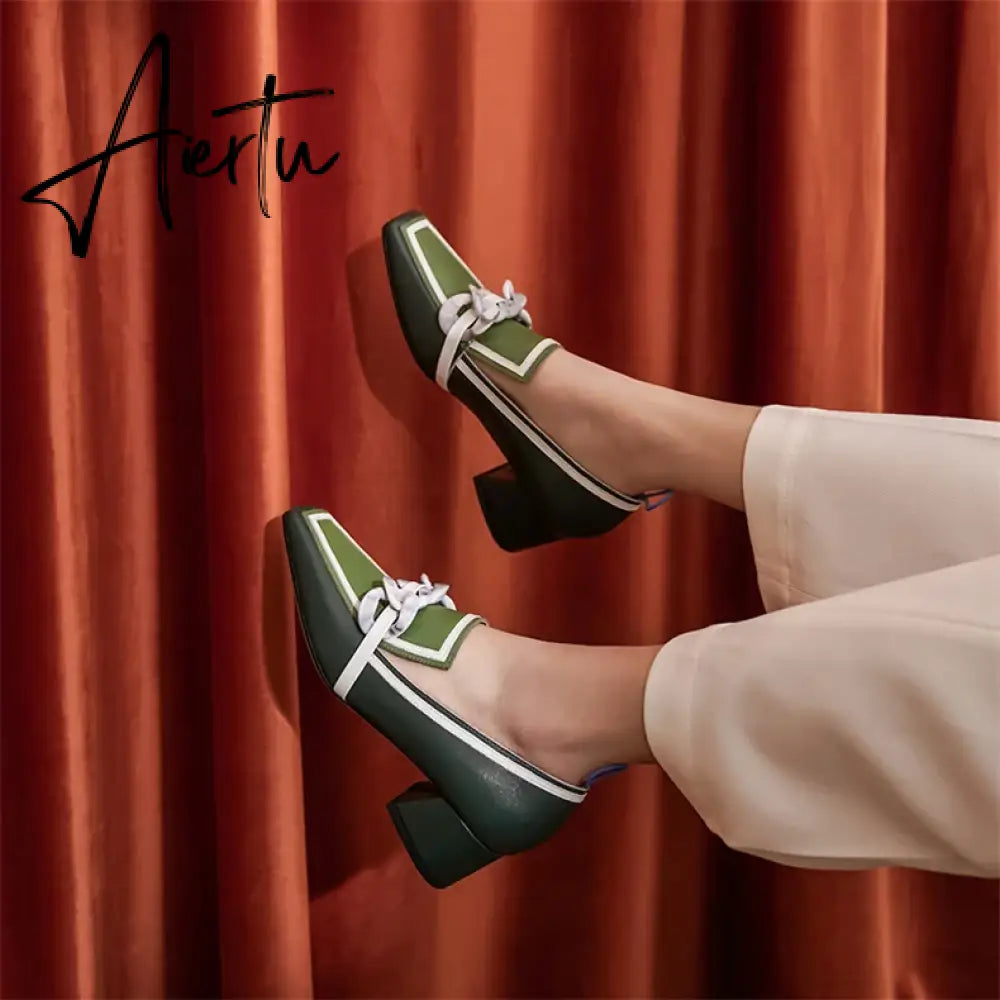 Shoes for Women Heels Slip-On Ladies Pumps Vintage High Heel Shoes Plus Size Zapatos De Mujer Tendencia  Chaussure Femme Aiertu
