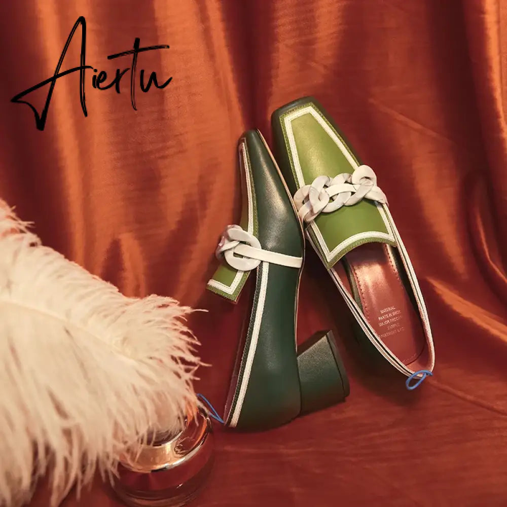 Shoes for Women Heels Slip-On Ladies Pumps Vintage High Heel Shoes Plus Size Zapatos De Mujer Tendencia  Chaussure Femme Aiertu