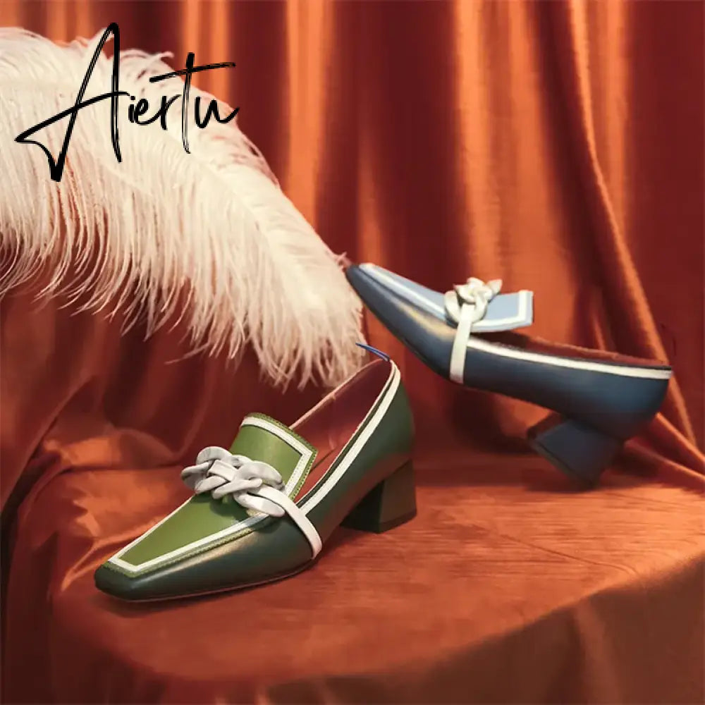 Shoes for Women Heels Slip-On Ladies Pumps Vintage High Heel Shoes Plus Size Zapatos De Mujer Tendencia  Chaussure Femme Aiertu