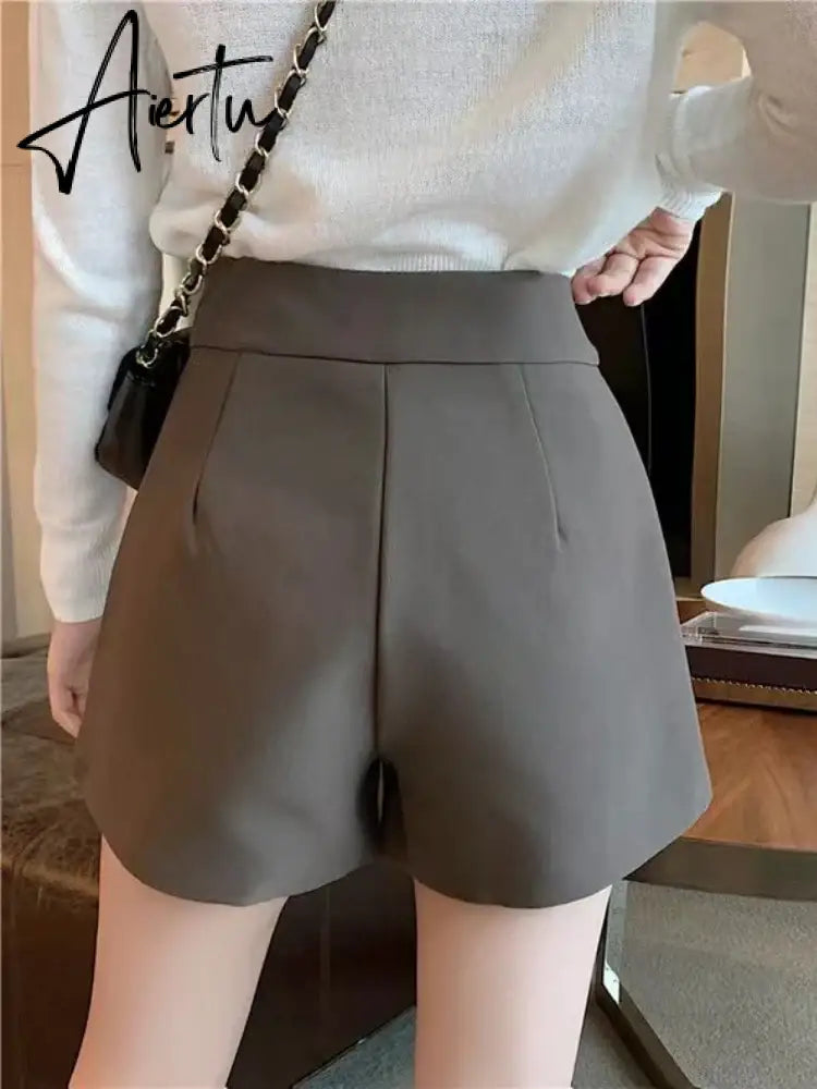 Shorts Women Elegant Korean Style Trendy Office Simple High Waist All-match Mature Tender Ladies Spring Pure Color New Design Aiertu