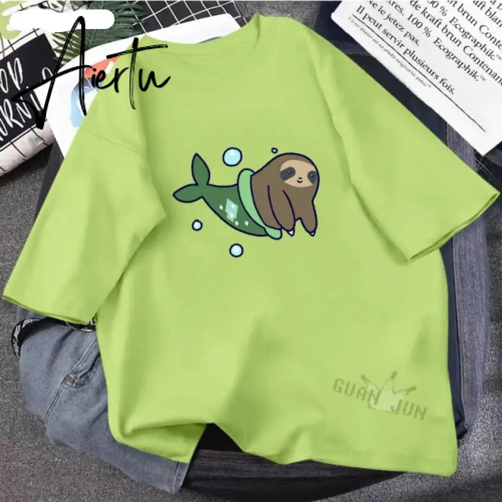 Skateboard Frog Dinosaur Cute Graphic Tee Women Tshirt Green Aesthetic Oversized T Shirt Harajuku Casual Summer Tops Aiertu