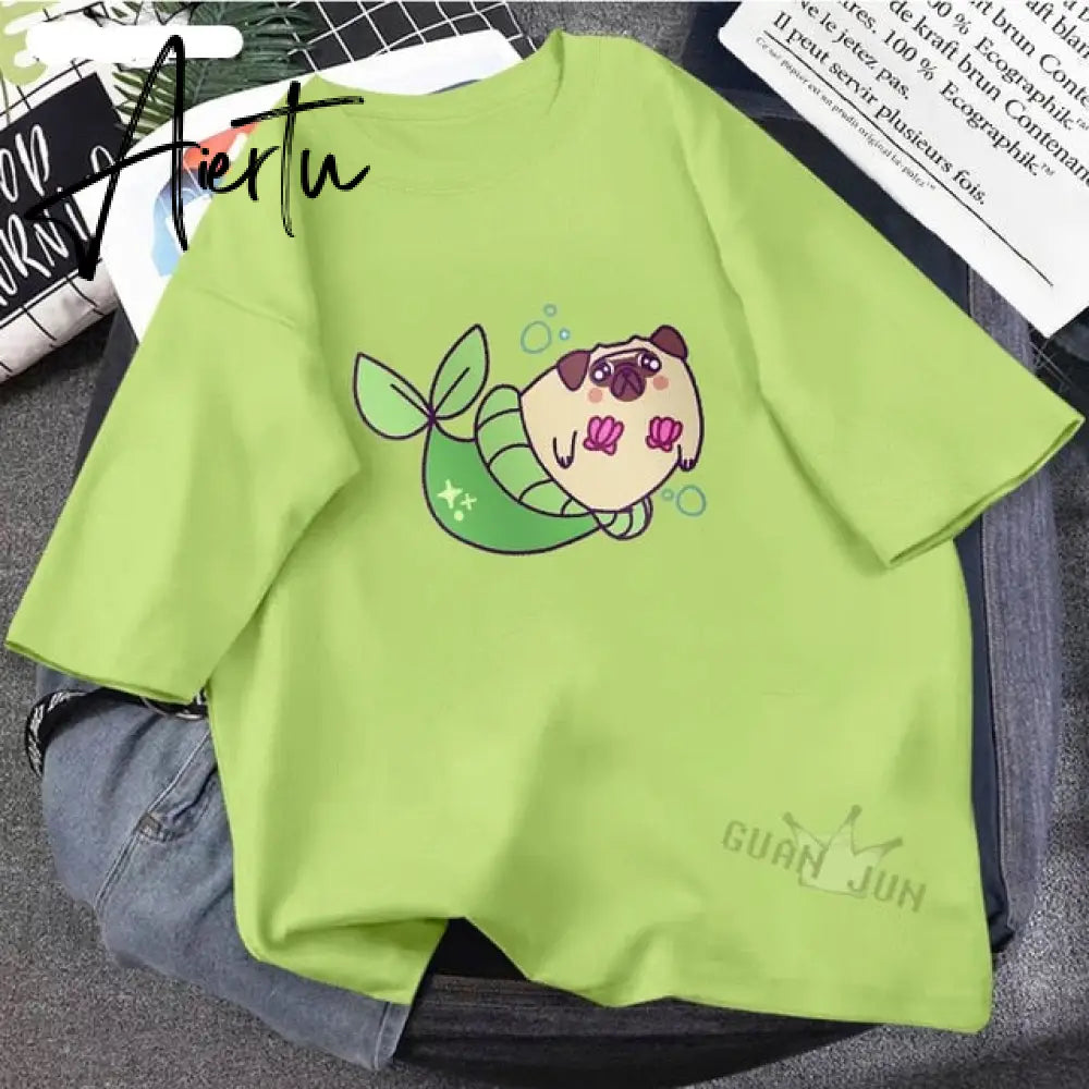 Skateboard Frog Dinosaur Cute Graphic Tee Women Tshirt Green Aesthetic Oversized T Shirt Harajuku Casual Summer Tops Aiertu