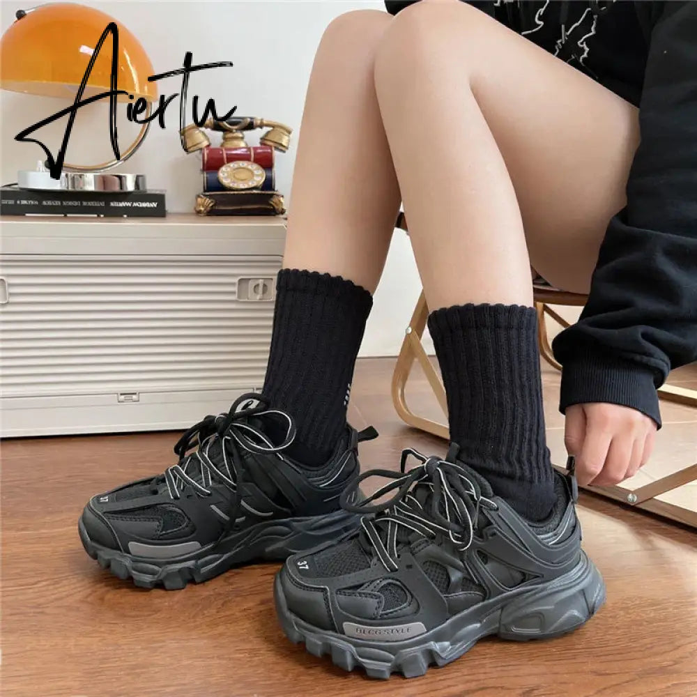 Sky Blue Chunky Sneakers Women Men Couples Sport Shoes New Design Autumn Fashion Casual Shoes Breathable Women's Sneakers 41 42 Aiertu