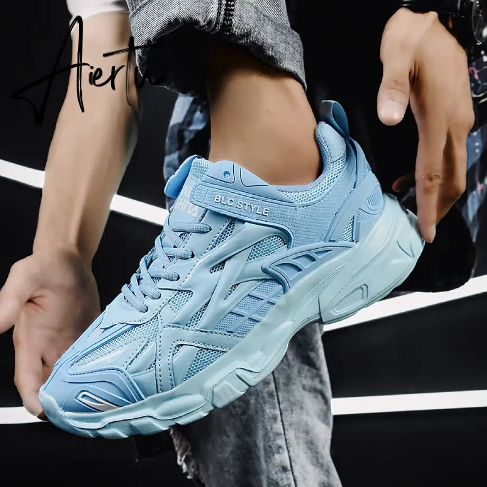 Sky Blue Chunky Sneakers Women Men Couples Sport Shoes New Design Autumn Fashion Casual Shoes Breathable Women's Sneakers 41 42 Aiertu