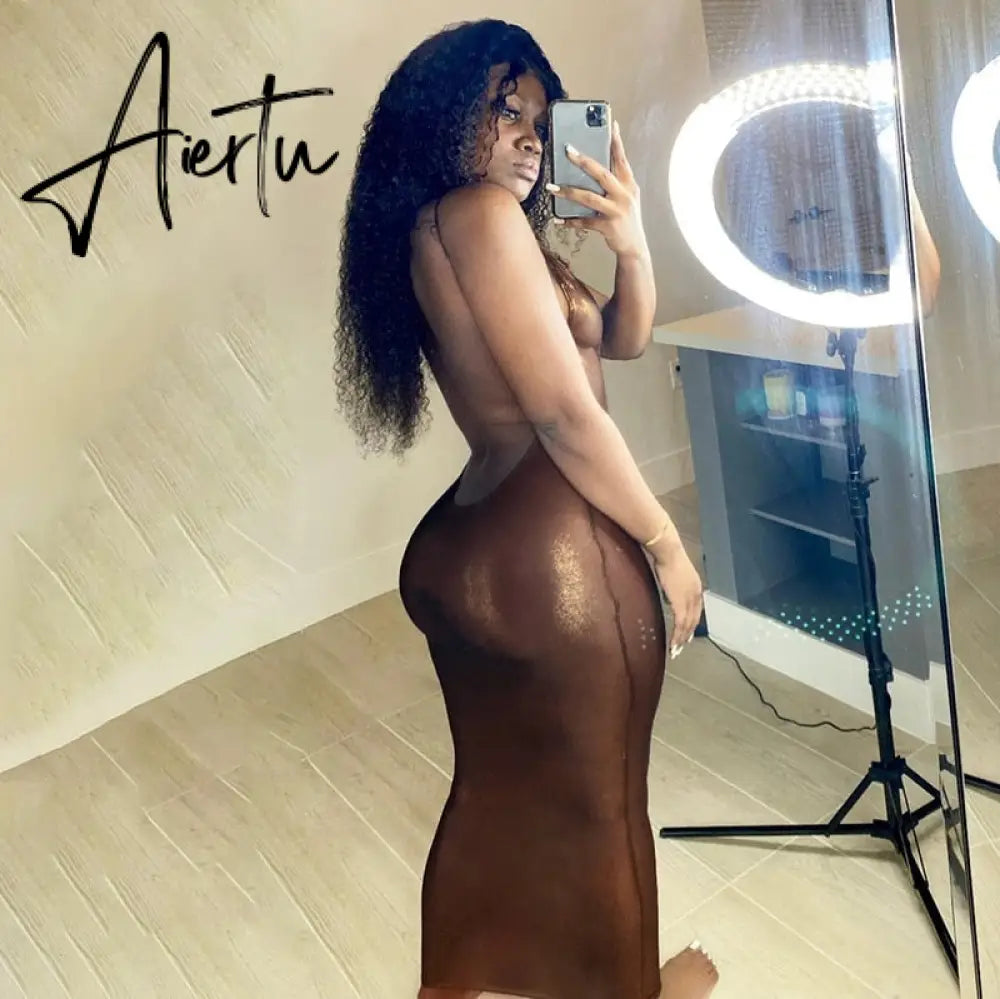 Sleeveless  Backless Skinny Sexy Maxi Dress Autumn Winter Women Fashion Party Club Clothings Aiertu