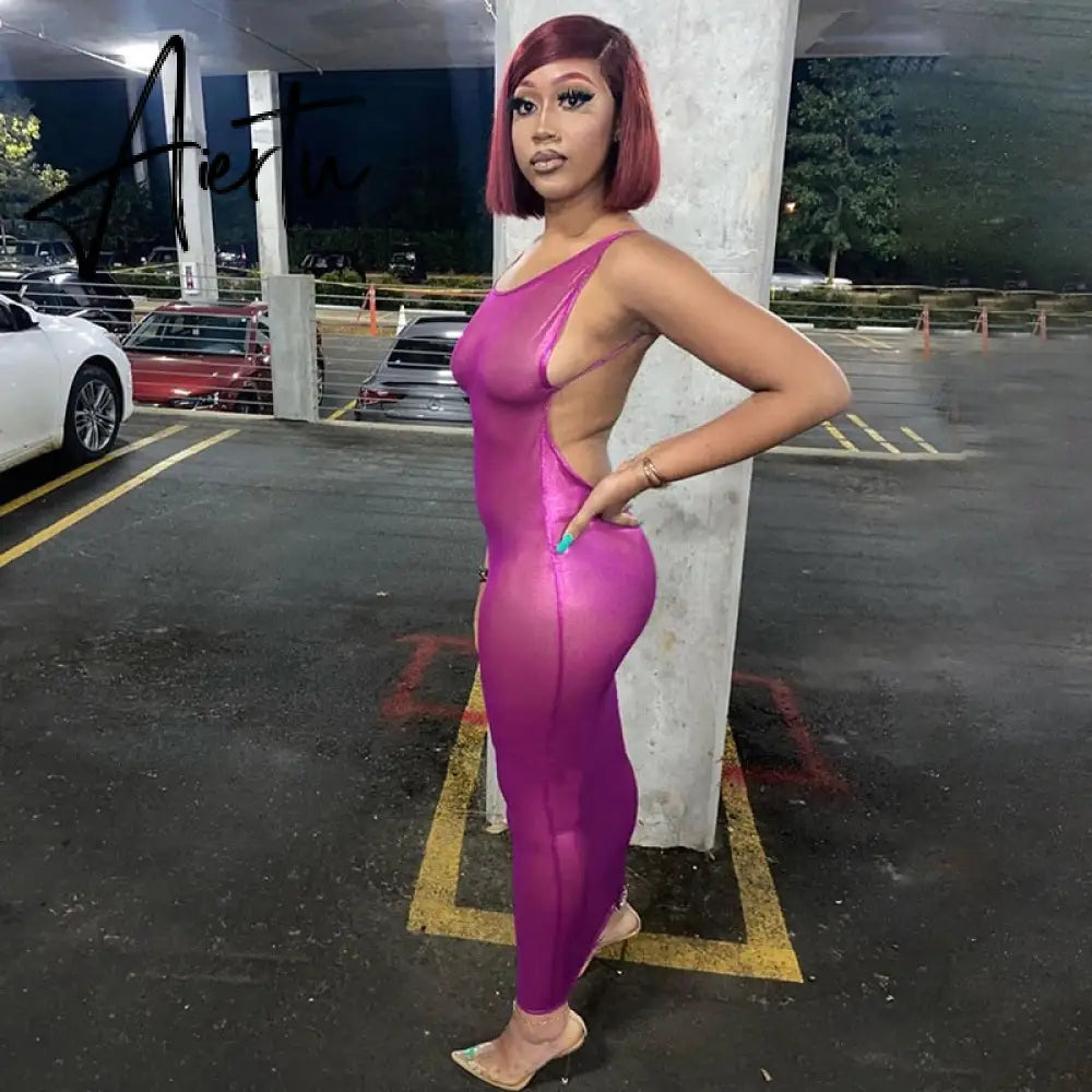 Sleeveless  Backless Skinny Sexy Maxi Dress Autumn Winter Women Fashion Party Club Clothings Aiertu