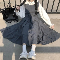 Sleeveless Dress Women New Ulzzang College Style Summer Sweet Ruffles Girls Long Dresses High Waist Kawaii Bowknot Plus Size 4XL Aiertu