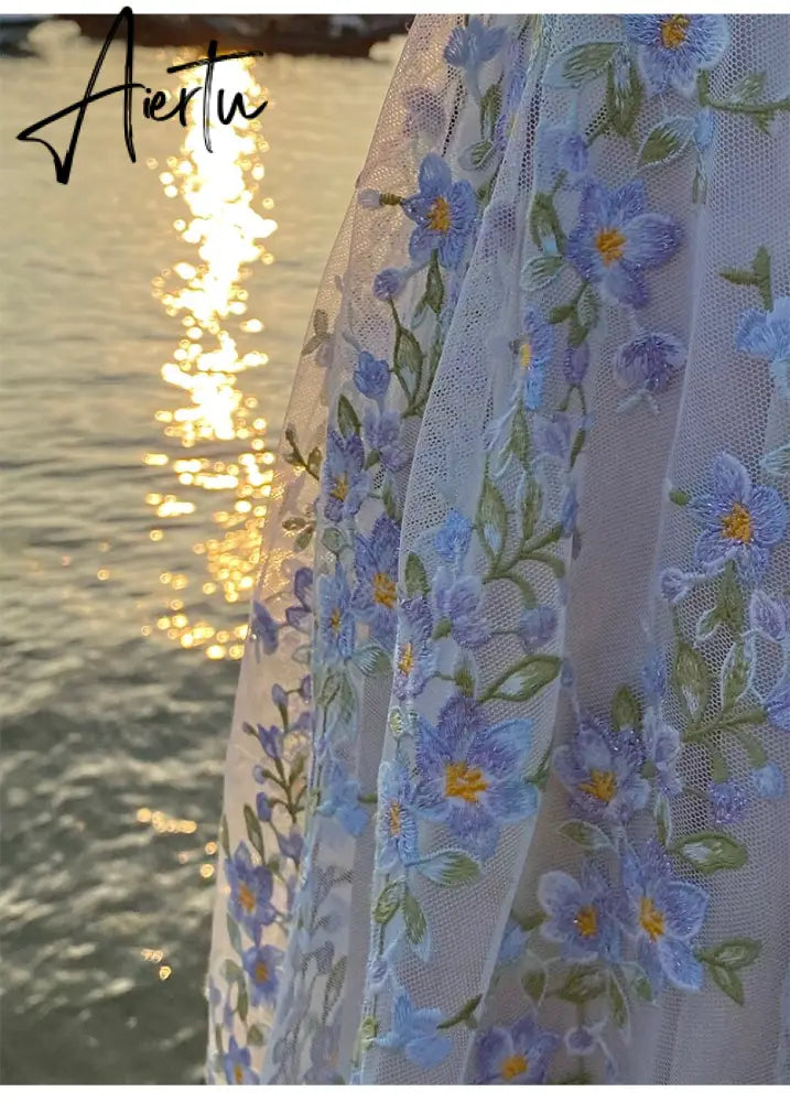 Strap Dress Sundress Women Runway Party Lace Summer Embroidery Beach Woman Sexy Sleeveless Backless Dresses Boho Aiertu