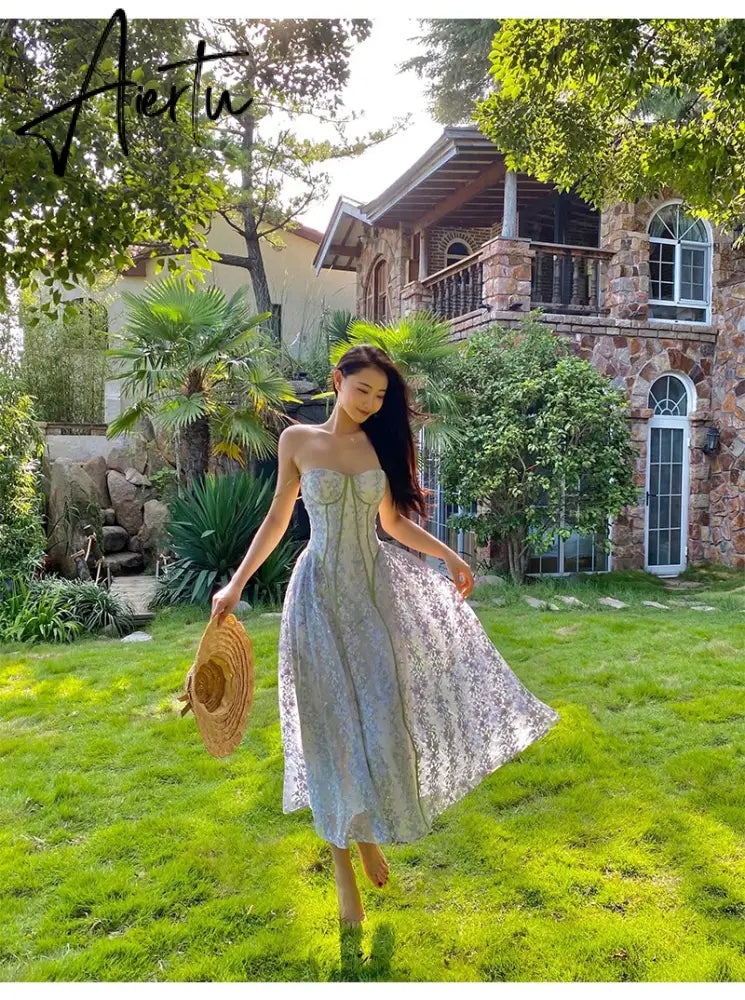 Strap Dress Sundress Women Runway Party Lace Summer Embroidery Beach Woman Sexy Sleeveless Backless Dresses Boho Aiertu