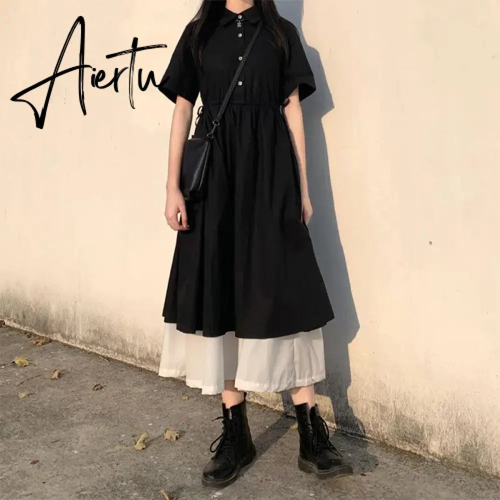 Street Japanese Lolita Dress Womens Dresses Spring Autumn Women Long Midi Dress Kawaii Dress Vintage Black Chic Dress Xxl Aiertu