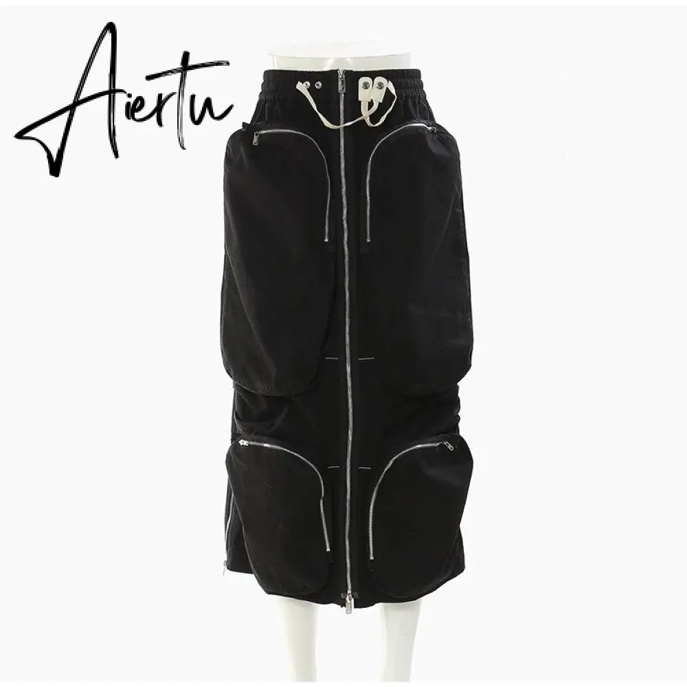 Streetwear Loose Skirt For Women High Waist Patchwork Pockets Sexy Fashion Skirts Female Summer Clothing New Style Aiertu