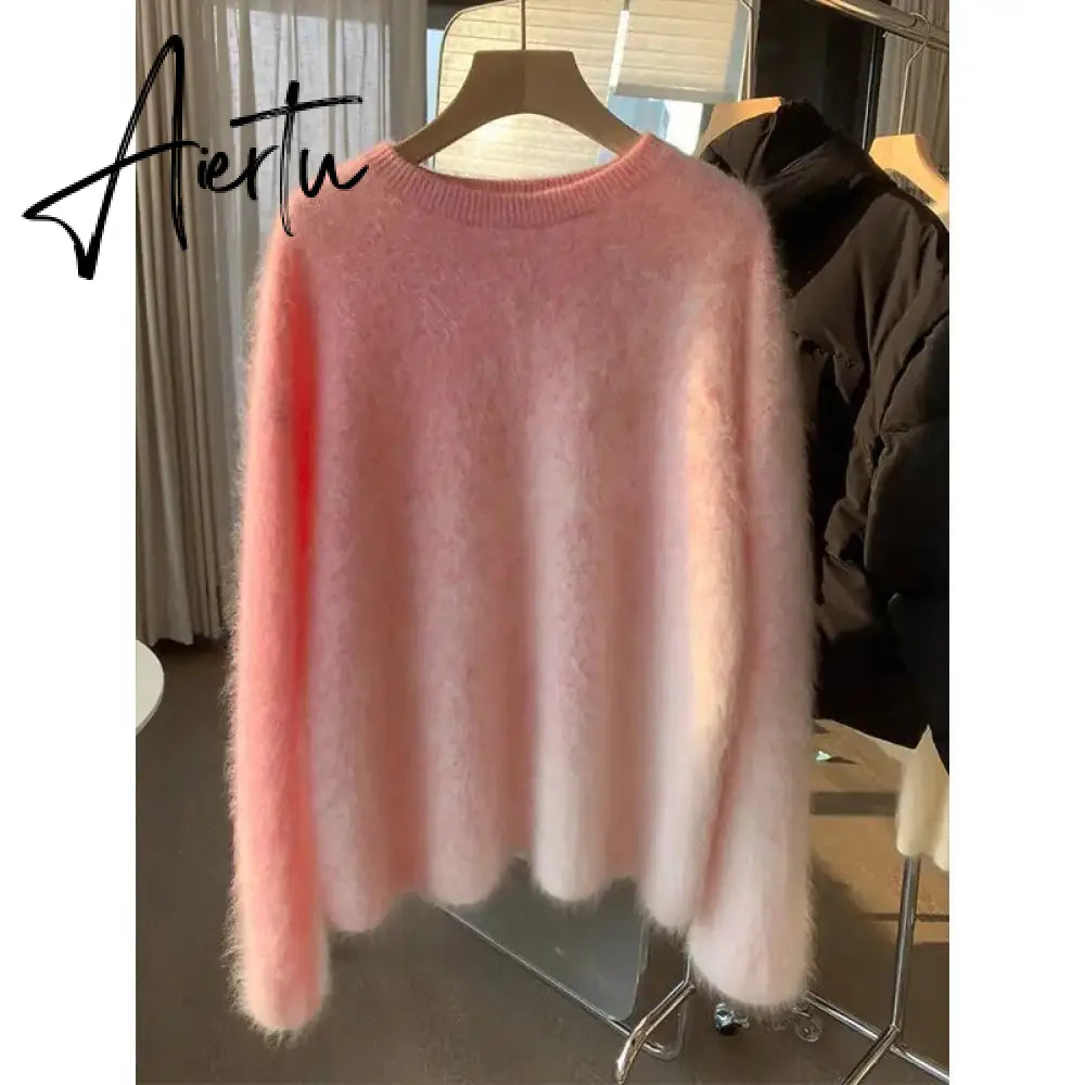 Striped Sweater Women Pullover O-neck Knitted Autumn Winter Loose Soft Sweaters Female Elegant All-match Casual Jumper Aiertu