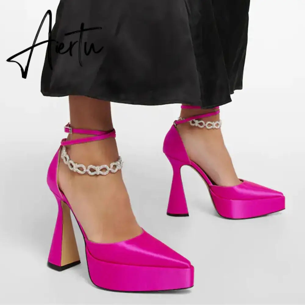 Summer New Sexy Party Women Sandals Platform High Heels Ballroom Fashion Shoes For Woman Ankle Strap Prom Sandals Ladies Aiertu