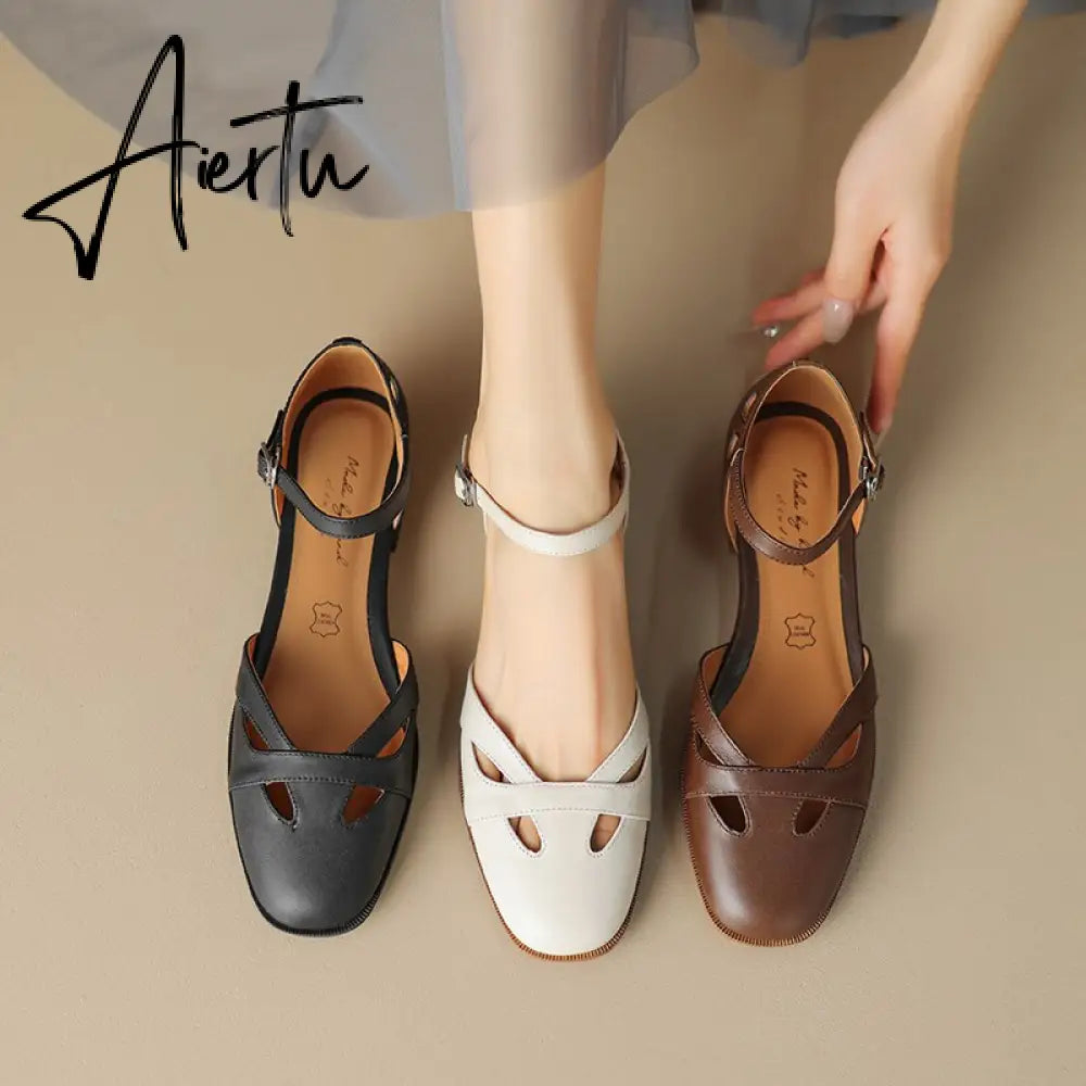 Summer Retro Women Sandals Women Shoes Ladies Casual Shoes Low Heel Chunky Sandals Gladiator Fashion Chaussures Romaines Aiertu