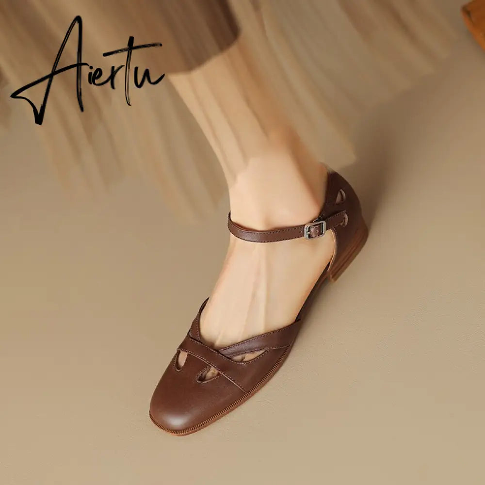 Summer Retro Women Sandals Women Shoes Ladies Casual Shoes Low Heel Chunky Sandals Gladiator Fashion Chaussures Romaines Aiertu