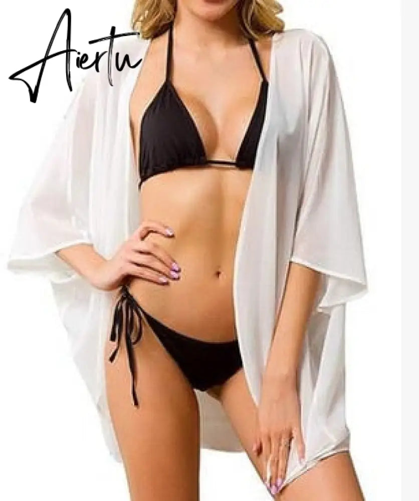 Summer Women Beach Swimsuit Cover Up Sexy Mesh Sheer Bikini Beach Cover Up Swimsuit Bathing Loose Bikini Tops swimwear New Aiertu